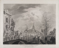 KG 08008
<br/>
Het Rapenburg te Leiden in ruïne, 1807
<br/>
<em>Dietrich, Friedrich Christoph (1779-1847)</em>